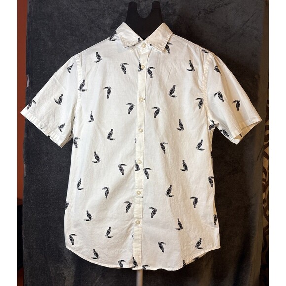 Old Navy White Casual Button Down Shirt Nautical Theme S - Picture 2 of 11